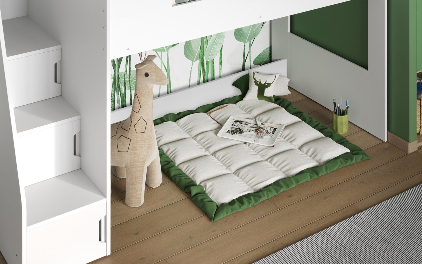 Flair Stepaside Staircase High Sleeper Bed - White