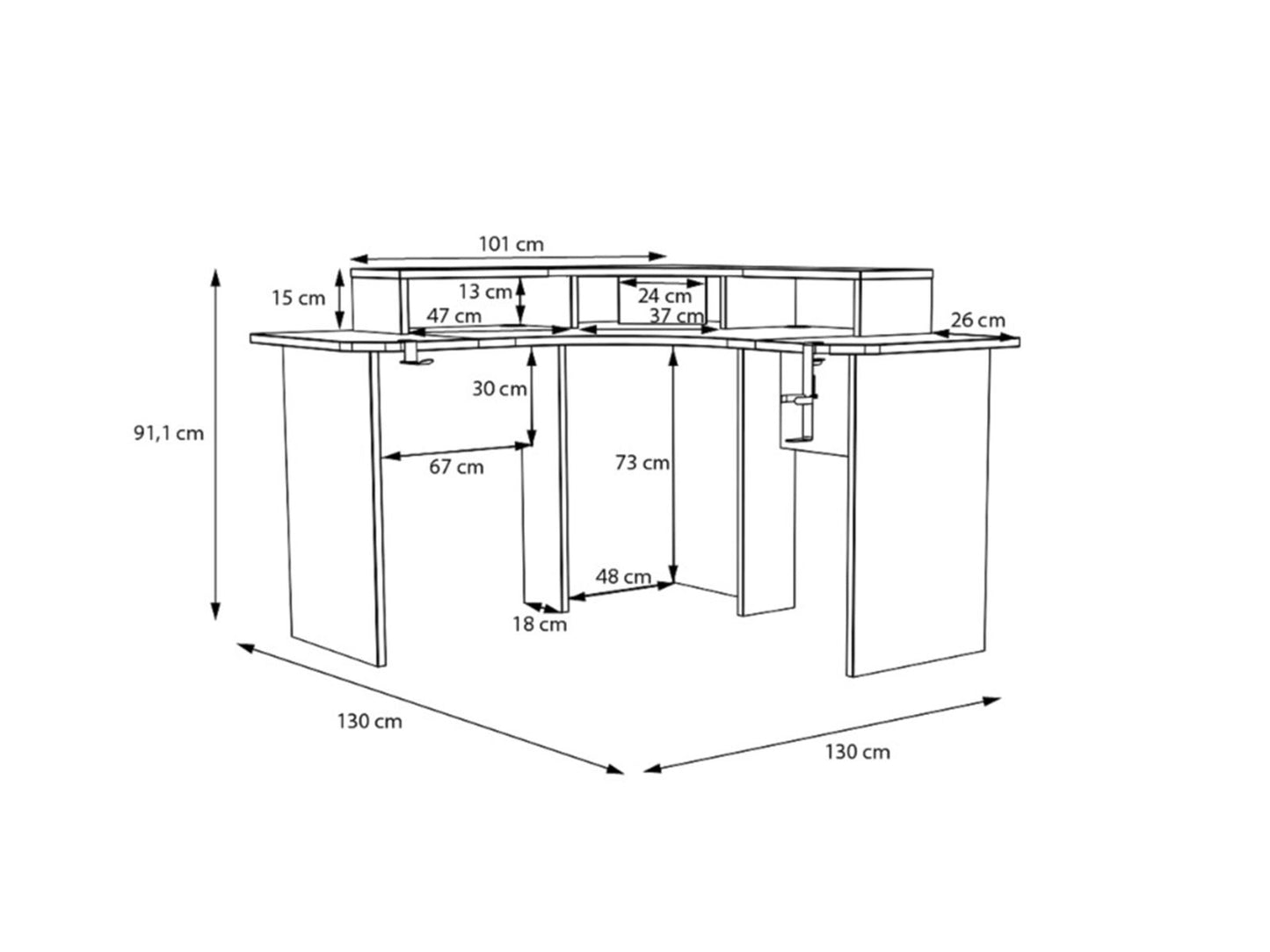 Flair Recoil Topaz Compact Corner Gaming Desk