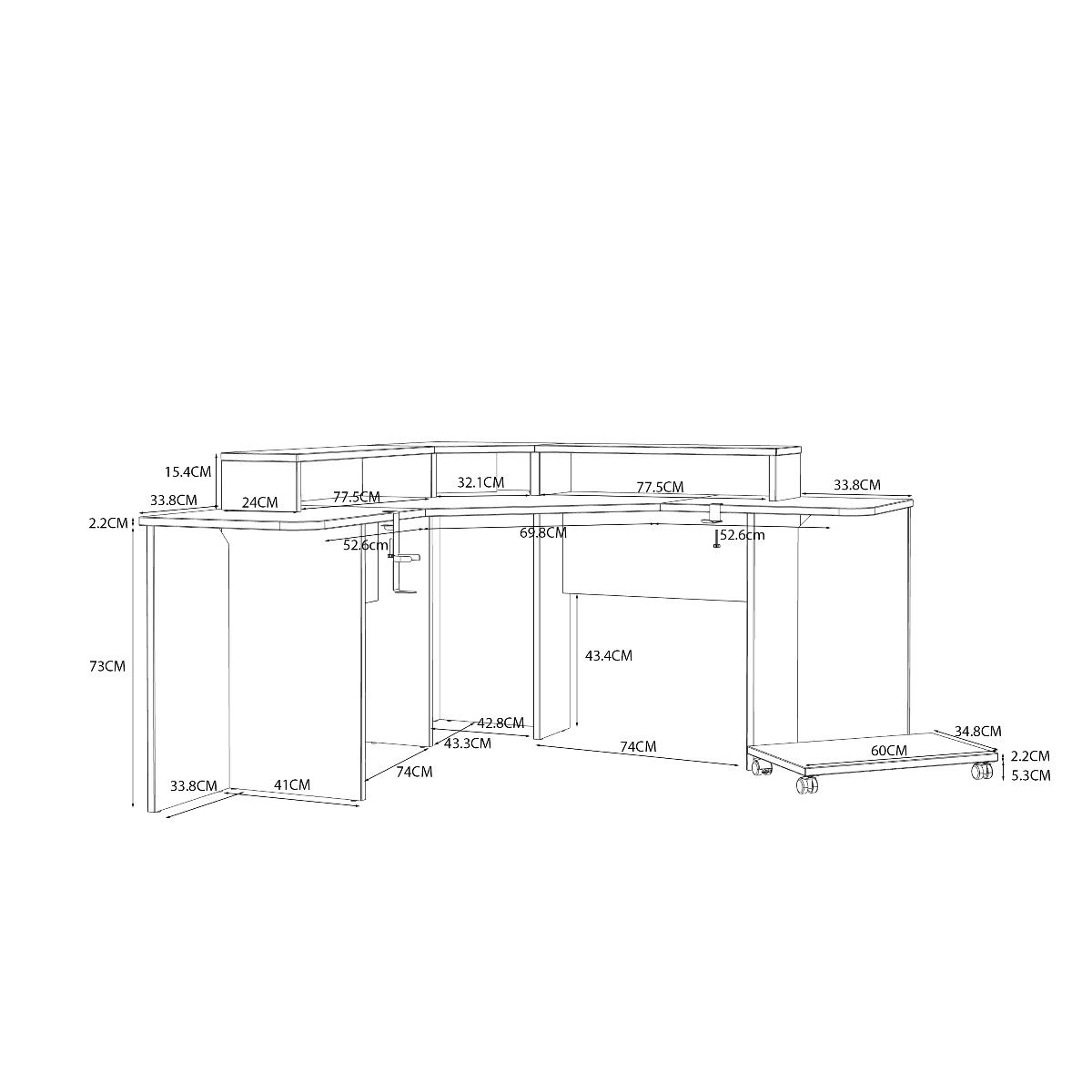 Flair Recoil Quartz Led Corner Computer Gaming Desk