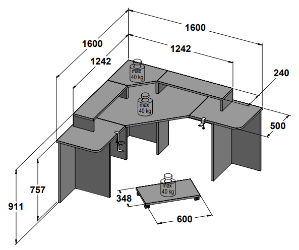 Flair Recoil Quartz Led Corner Computer Gaming Desk