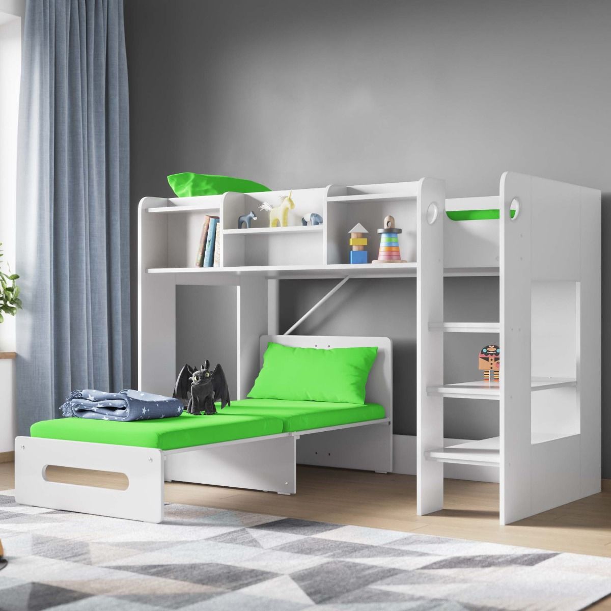 Flair Wizard Junior Mid High Sleeper With Pull Out Futon