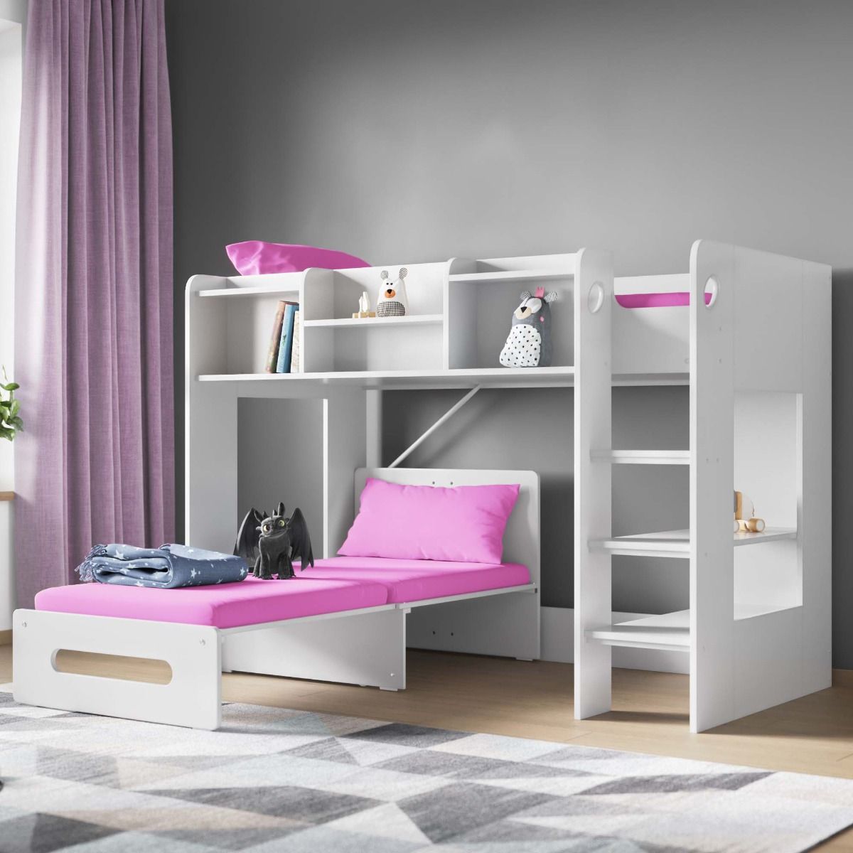 Flair Wizard Junior Mid High Sleeper With Pull Out Futon