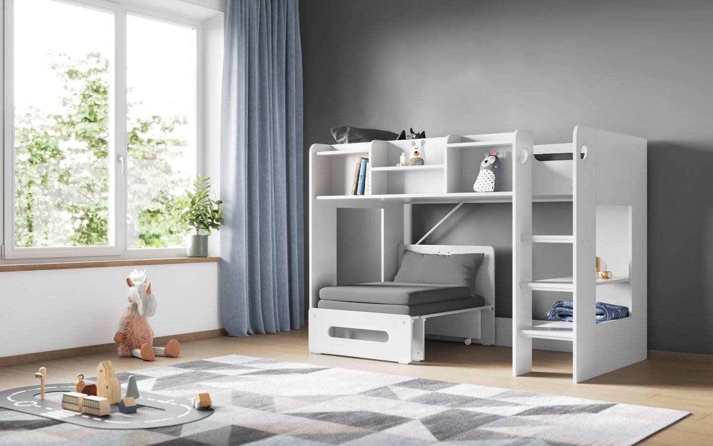 Flair Wizard Junior Mid High Sleeper With Pull Out Futon
