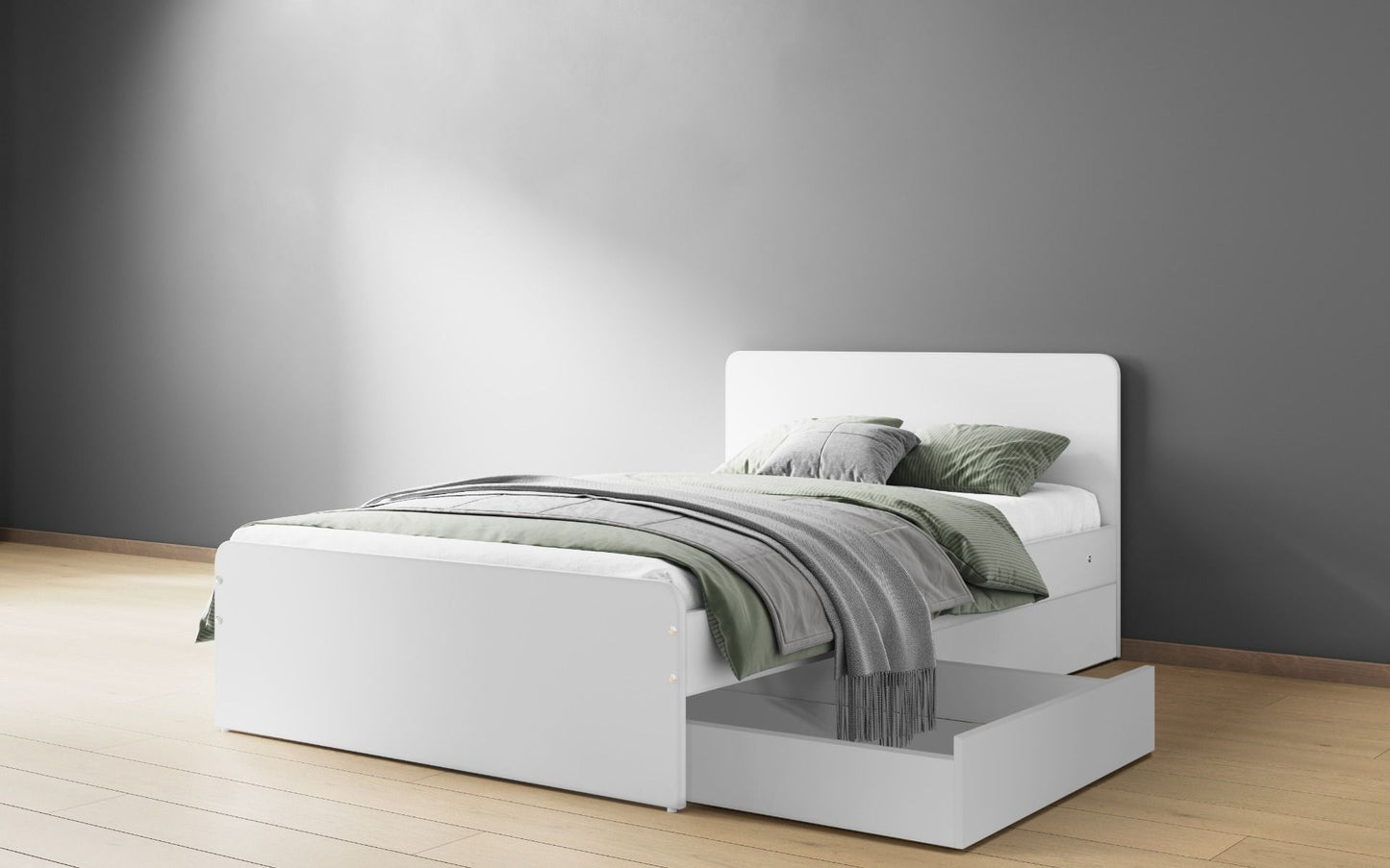 Flair Stepaside Staircase L Shaped Triple Bunk Bed - White