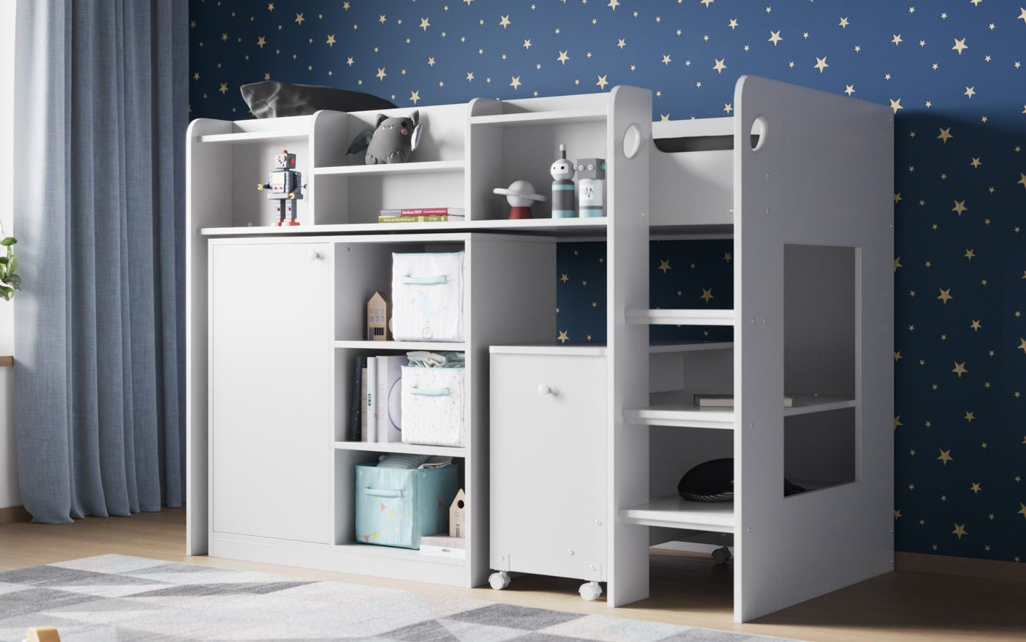 Flair Wizard Junior Mid High Sleeper Workstation - White