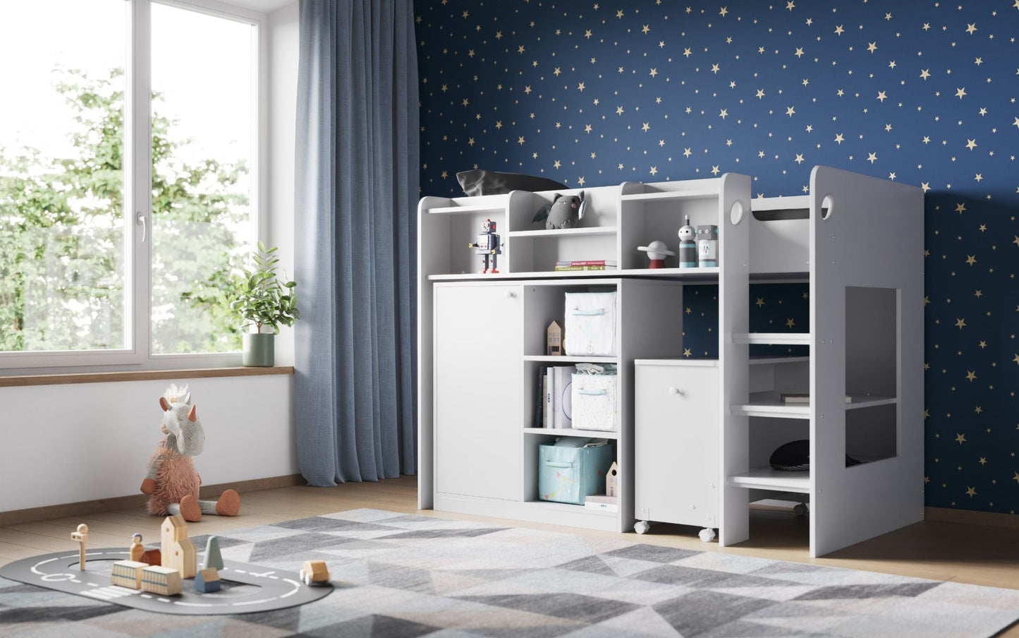Flair Wizard Junior Mid High Sleeper Workstation - White