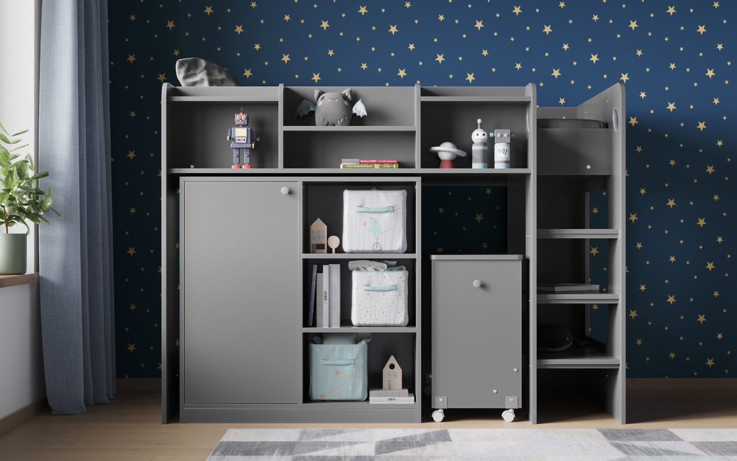 Flair Wizard Junior Mid High Sleeper Workstation - Grey