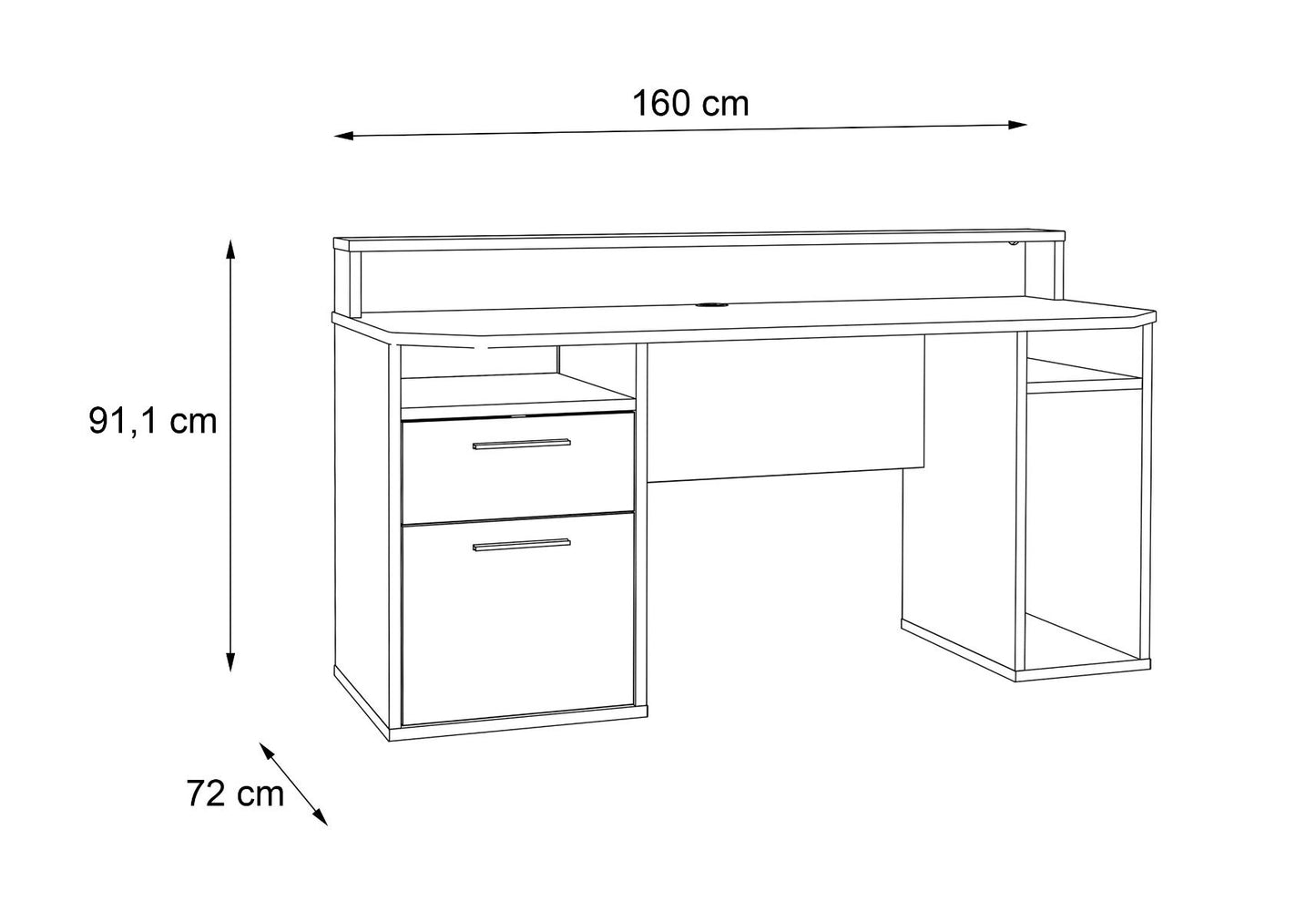 Flair Power Z Computer Gaming Desk with Colour Changing Led Lights